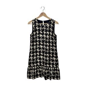 J.Crew 100% Silk Black and cream flounce wolfstooth sleeveless Dress – Size 2
